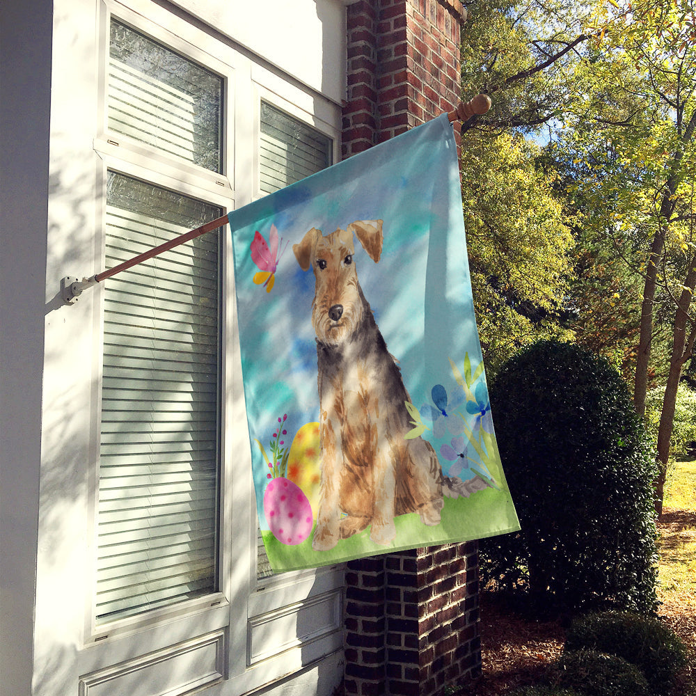 Easter Eggs Welsh Terrier House Flag 28x40 Porch Sleeve Pole Decorative Outside Yard Banner Artwork Wall Hanging, Polyester