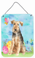 Easter Eggs Welsh Terrier Wall or Door Hanging Prints Aluminum Metal Sign Kitchen Wall Bar Bathroom Plaque Home Decor Front Door Plaque, 12x16, Multicolor
