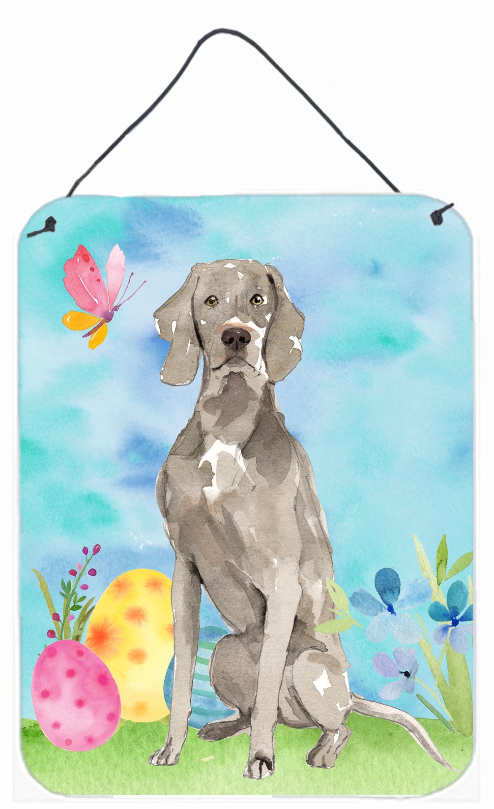 Easter Eggs Weimaraner Wall or Door Hanging Prints Aluminum Metal Sign Kitchen Wall Bar Bathroom Plaque Home Decor Front Door Plaque, 12x16, Multicolor