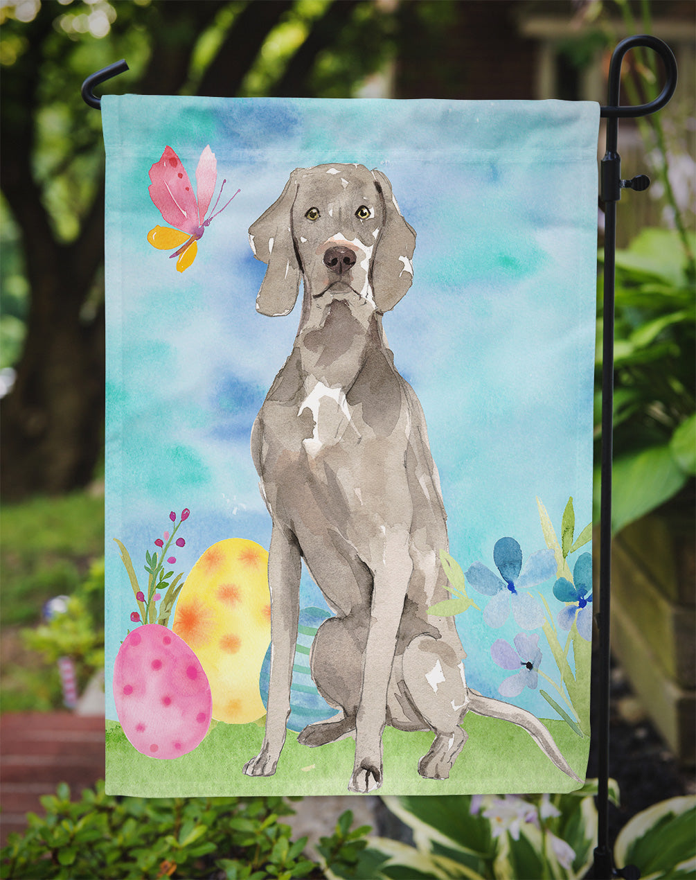 Easter Eggs Weimaraner Garden Flag Mailbox Decorative Yard Banner Outside Patio Artwork for Flower Beds, Garden Size, Multicolor