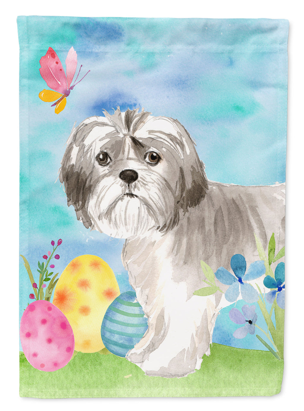 Easter Eggs Shih Tzu Puppy Garden Flag Mailbox Decorative Yard Banner Outside Patio Artwork for Flower Beds, Garden Size, Multicolor
