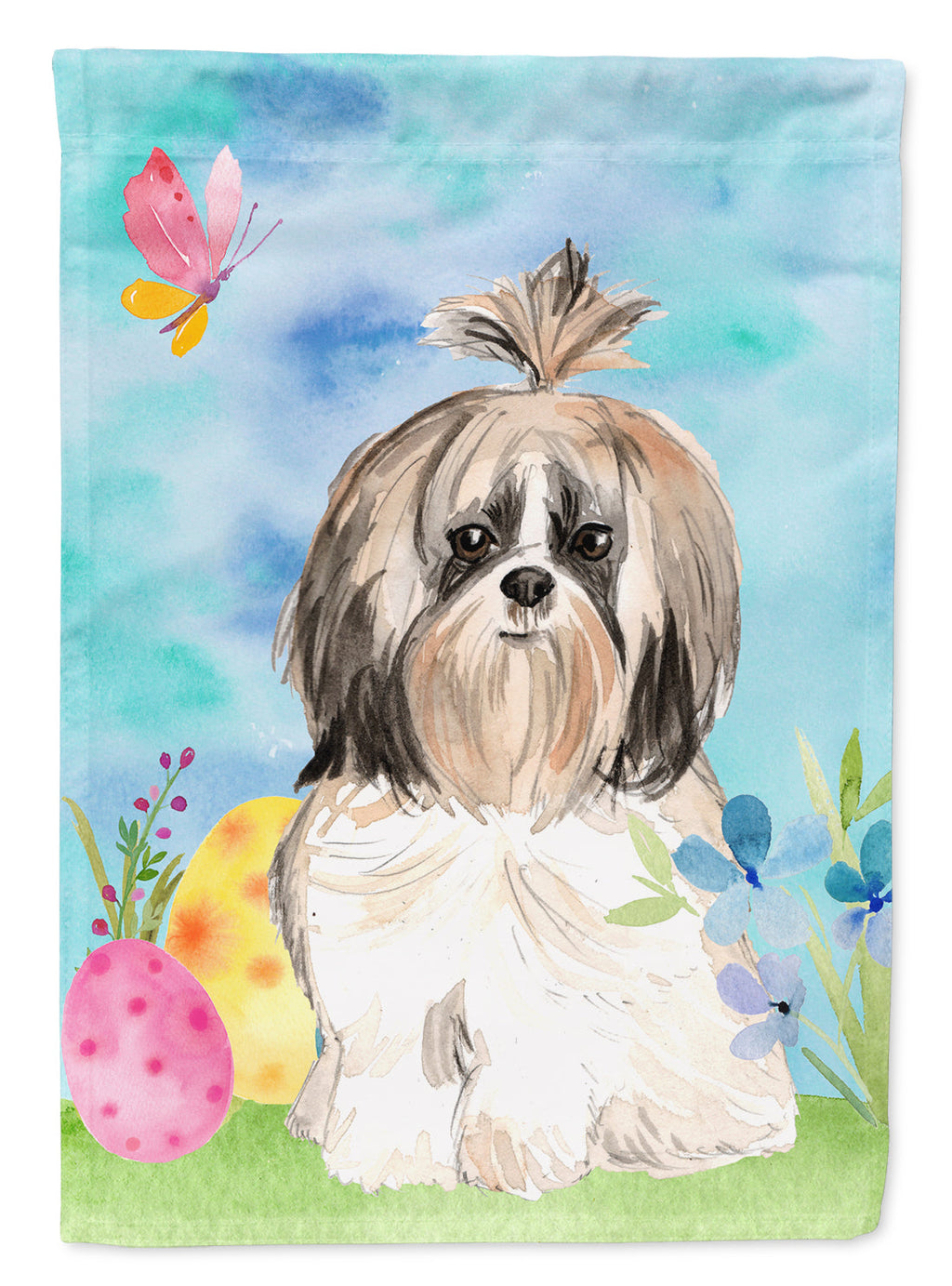Easter Eggs Shih Tzu Garden Flag Mailbox Decorative Yard Banner Outside Patio Artwork for Flower Beds, Garden Size, Multicolor
