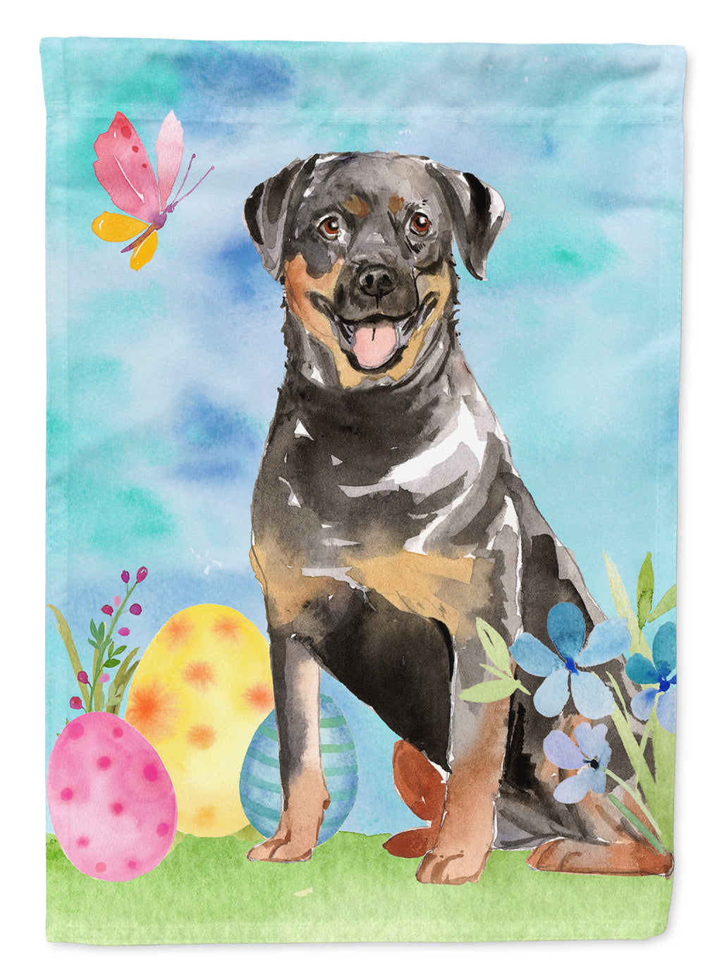 Easter Eggs Rottweiler Garden Flag Mailbox Decorative Yard Banner Outside Patio Artwork for Flower Beds, Garden Size, Multicolor