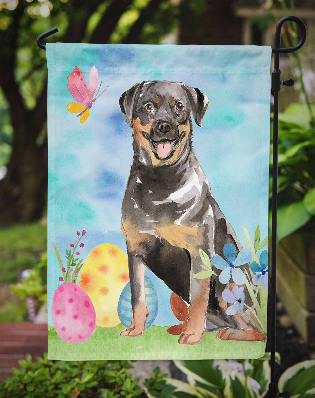 Easter Eggs Rottweiler Garden Flag Mailbox Decorative Yard Banner Outside Patio Artwork for Flower Beds, Garden Size, Multicolor