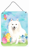 Easter Eggs Japanese Spitz Wall or Door Hanging Prints Aluminum Metal Sign Kitchen Wall Bar Bathroom Plaque Home Decor Front Door Plaque, 12x16, Multicolor