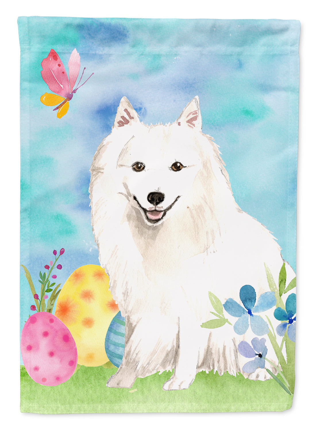 Easter Eggs Japanese Spitz Garden Flag Mailbox Decorative Yard Banner Outside Patio Artwork for Flower Beds, Garden Size, Multicolor