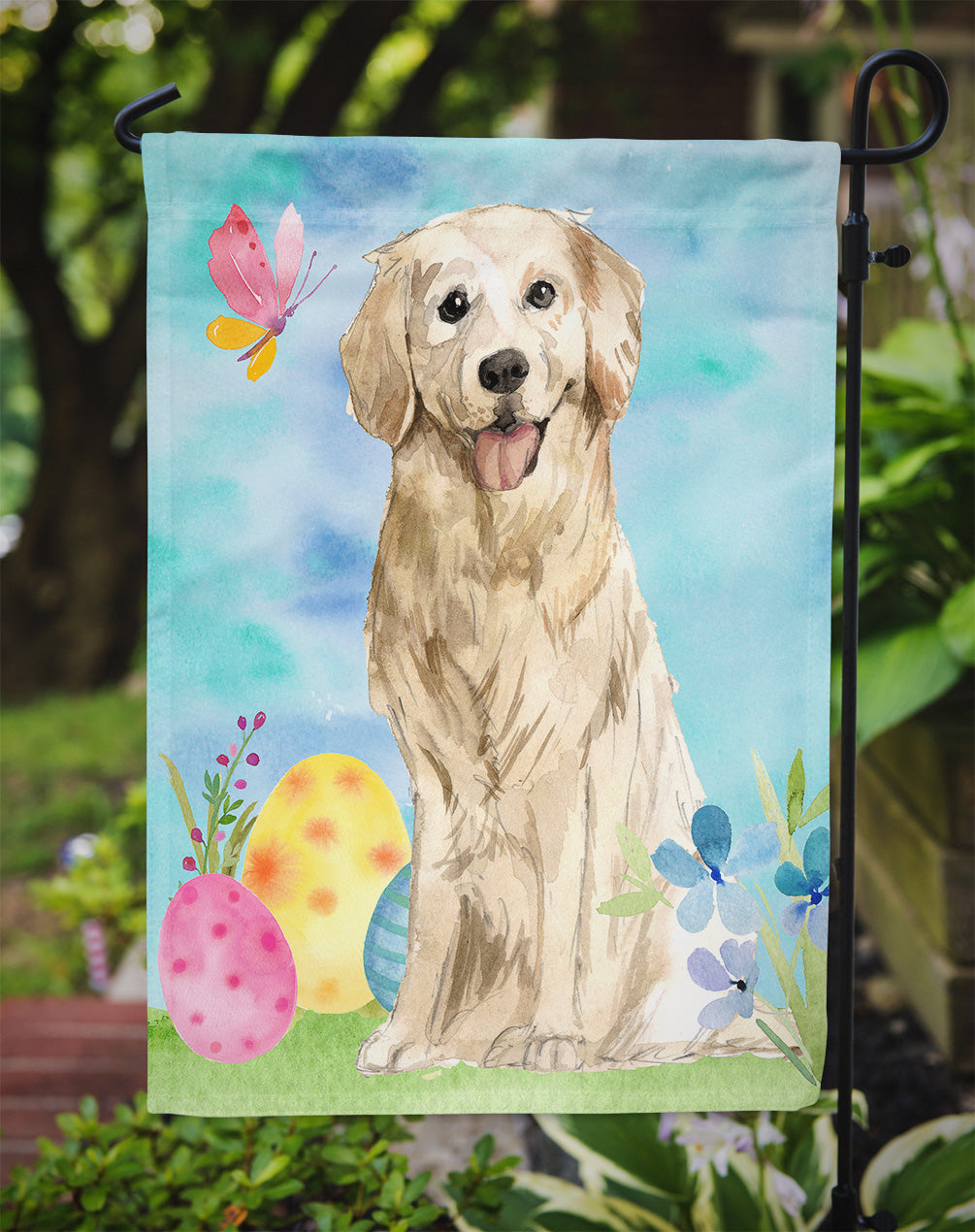 Easter Eggs Golden Retriever Garden Flag Mailbox Decorative Yard Banner Outside Patio Artwork for Flower Beds, Garden Size, Multicolor