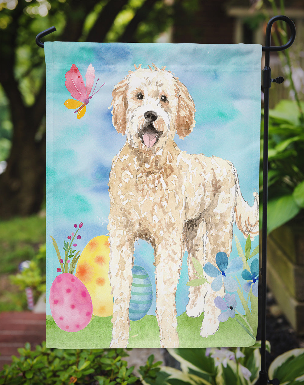 Easter Eggs Goldendoodle Garden Flag Mailbox Decorative Yard Banner Outside Patio Artwork for Flower Beds, Garden Size, Multicolor