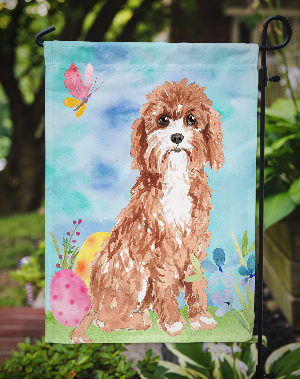 Easter Eggs Cavapoo Garden Flag Mailbox Decorative Yard Banner Outside Patio Artwork for Flower Beds, Garden Size, Multicolor