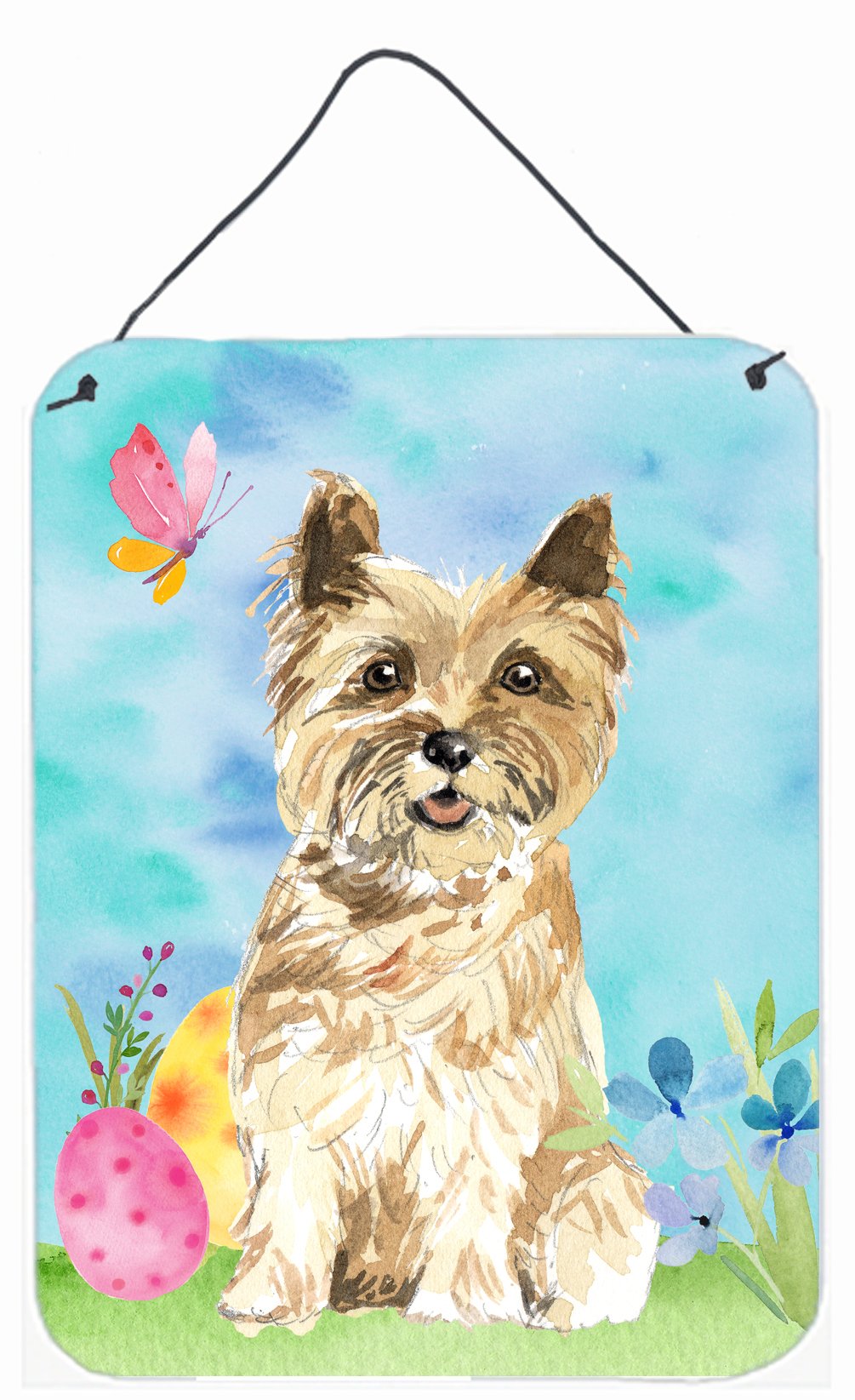 Easter Eggs Cairn Terrier Wall or Door Hanging Prints Aluminum Metal Sign Kitchen Wall Bar Bathroom Plaque Home Decor Front Door Plaque, 12x16, Multicolor