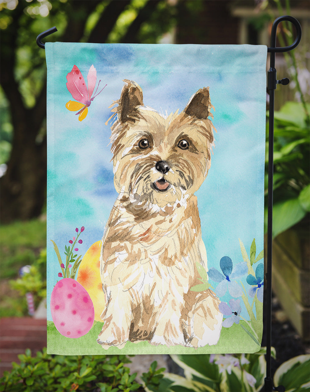 Easter Eggs Cairn Terrier Garden Flag Mailbox Decorative Yard Banner Outside Patio Artwork for Flower Beds, Garden Size, Multicolor