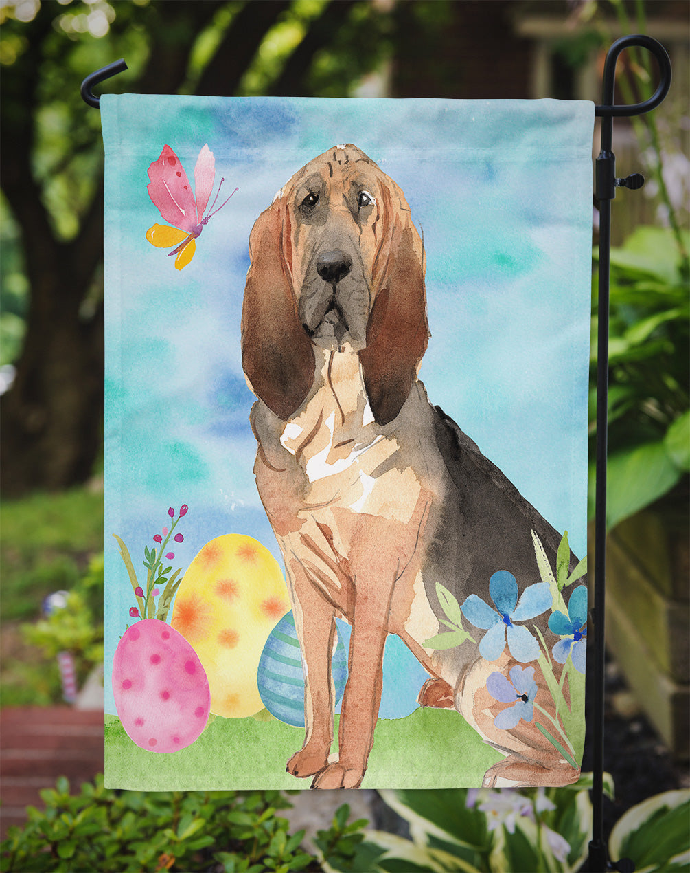 Easter Eggs Bloodhound Garden Flag Mailbox Decorative Yard Banner Outside Patio Artwork for Flower Beds, Garden Size, Multicolor