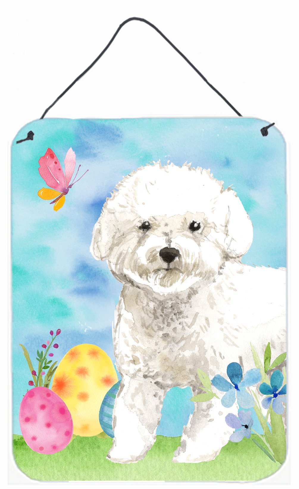 Easter Eggs Bichon Frise Wall or Door Hanging Prints Aluminum Metal Sign Kitchen Wall Bar Bathroom Plaque Home Decor Front Door Plaque, 12x16, Multicolor