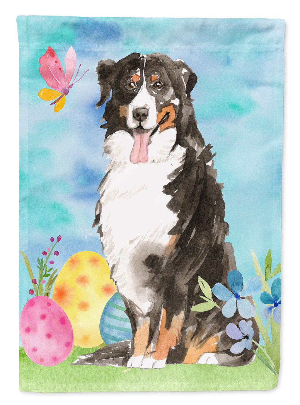 Easter Eggs Bernese Mountain Dog Garden Flag Mailbox Decorative Yard Banner Outside Patio Artwork for Flower Beds, Garden Size, Multicolor