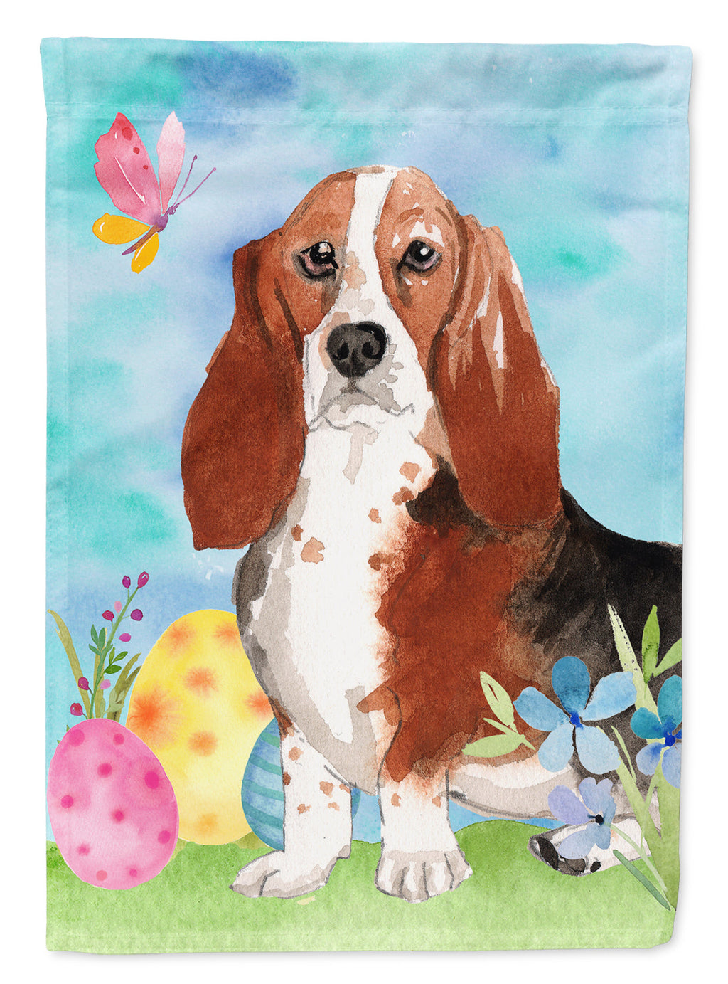 Easter Eggs Basset Hound Garden Flag Mailbox Decorative Yard Banner Outside Patio Artwork for Flower Beds, Garden Size, Multicolor