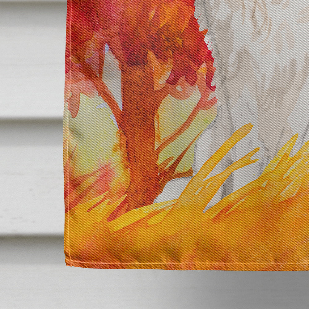 Fall Tricolor Cavalier Spaniel House Flag 28x40 Porch Sleeve Pole Decorative Outside Yard Banner Artwork Wall Hanging, Polyester