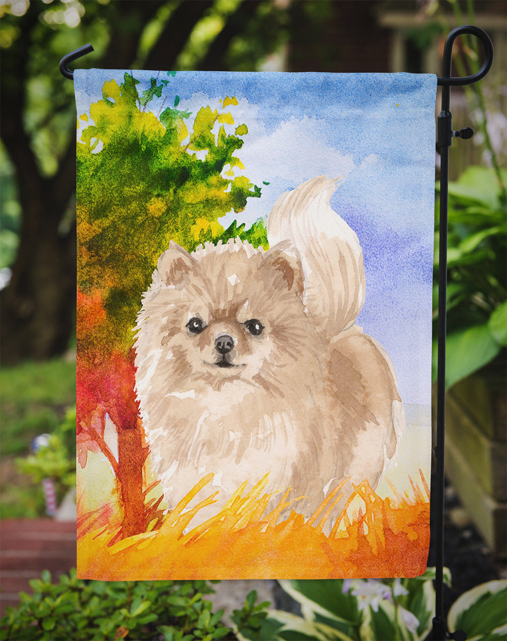 Fall Pomeranian Garden Flag Mailbox Decorative Yard Banner Outside Patio Artwork for Flower Beds, Garden Size, Multicolor