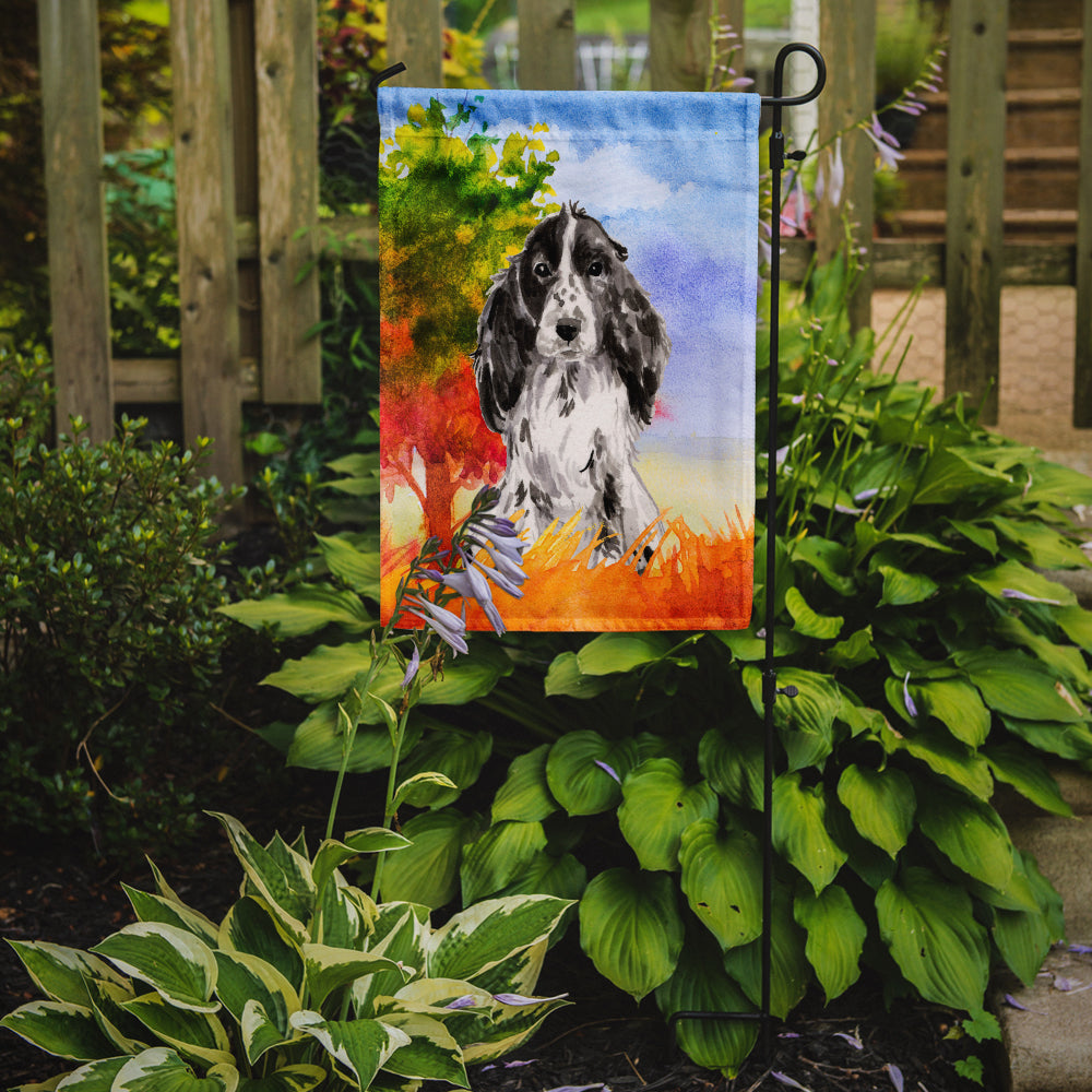 Fall Black Parti Cocker Spaniel Garden Flag Mailbox Decorative Yard Banner Outside Patio Artwork for Flower Beds, Garden Size, Multicolor