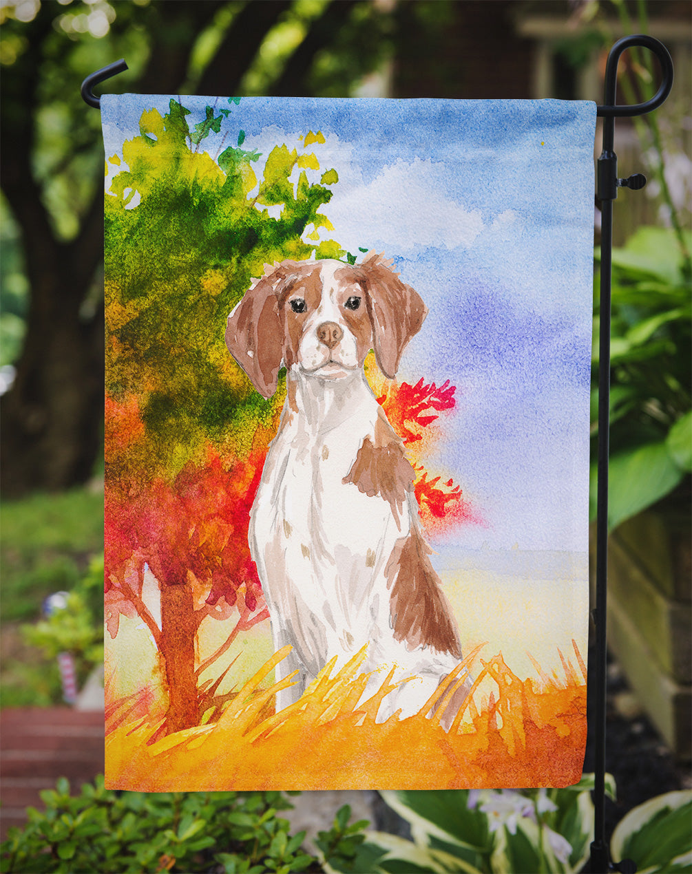Fall Brittany Spaniel Garden Flag Mailbox Decorative Yard Banner Outside Patio Artwork for Flower Beds, Garden Size, Multicolor