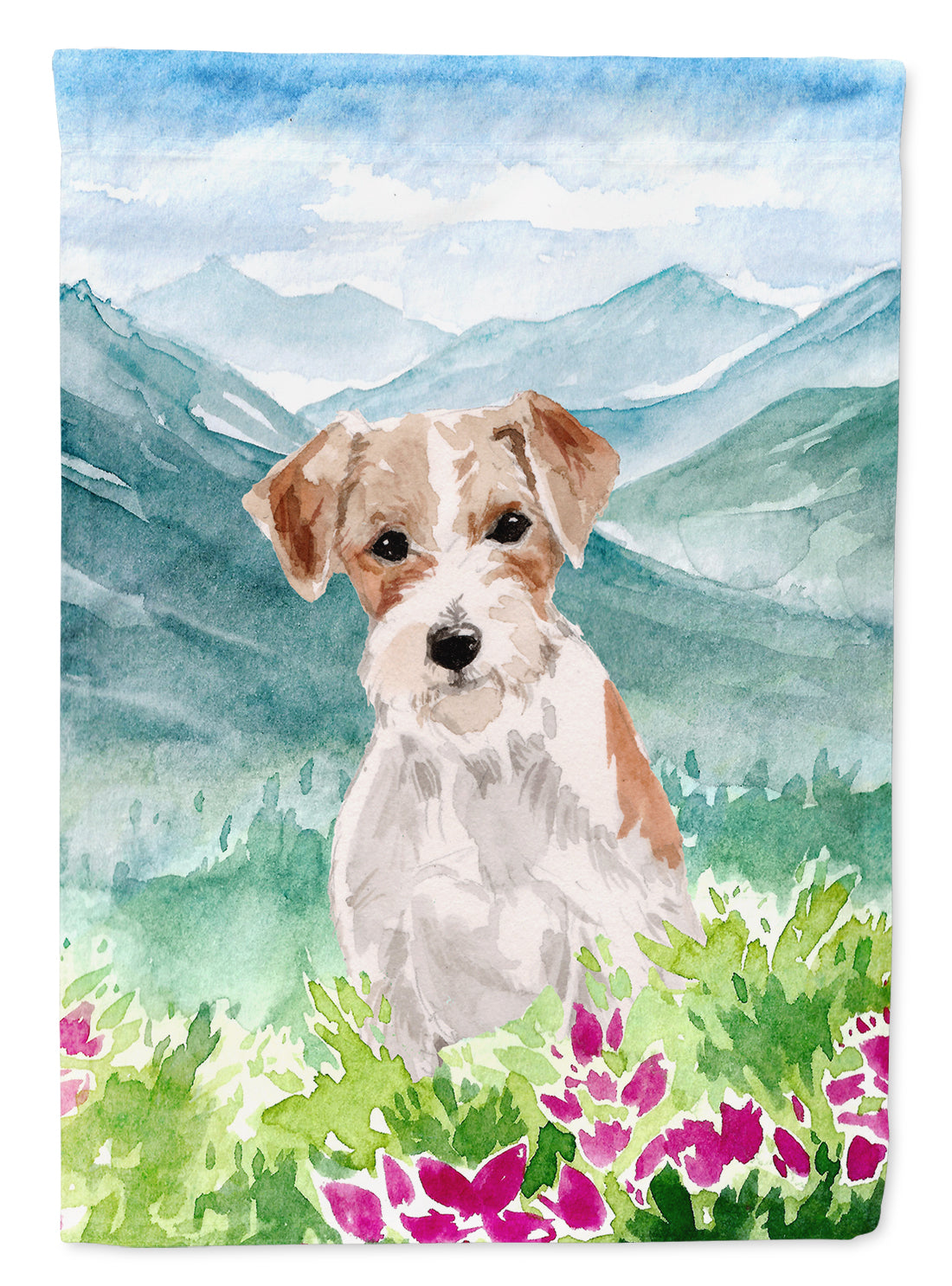 Mountian Flowers Jack Russell Terrier Garden Flag Mailbox Decorative Yard Banner Outside Patio Artwork for Flower Beds, Garden Size, Multicolor