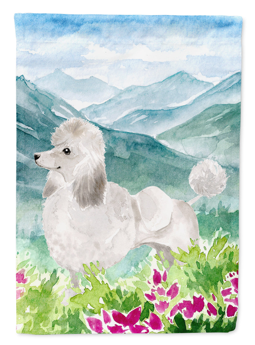 Mountian Flowers White Poodle Garden Flag Mailbox Decorative Yard Banner Outside Patio Artwork for Flower Beds, Garden Size, Multicolor