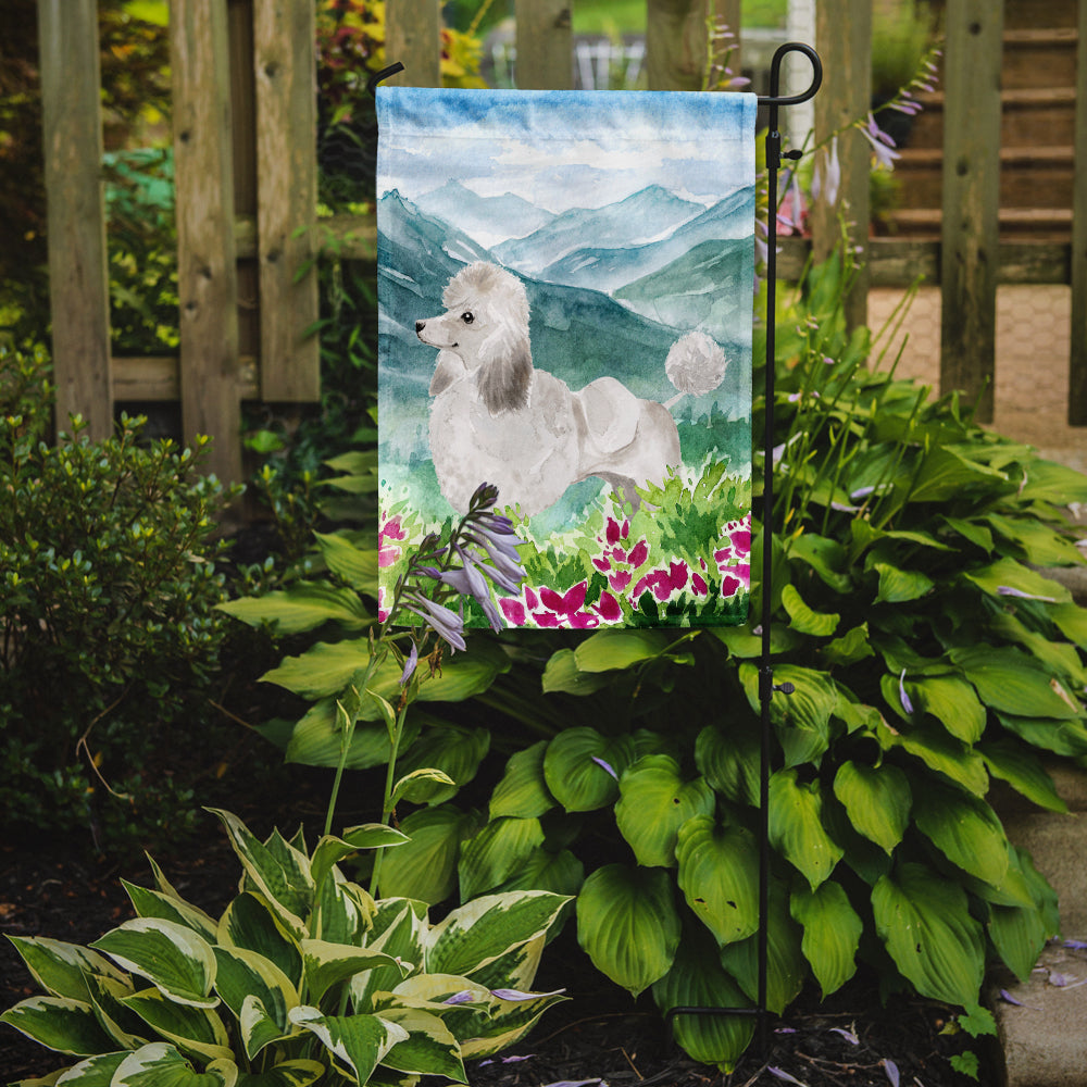 Mountian Flowers White Poodle Garden Flag Mailbox Decorative Yard Banner Outside Patio Artwork for Flower Beds, Garden Size, Multicolor