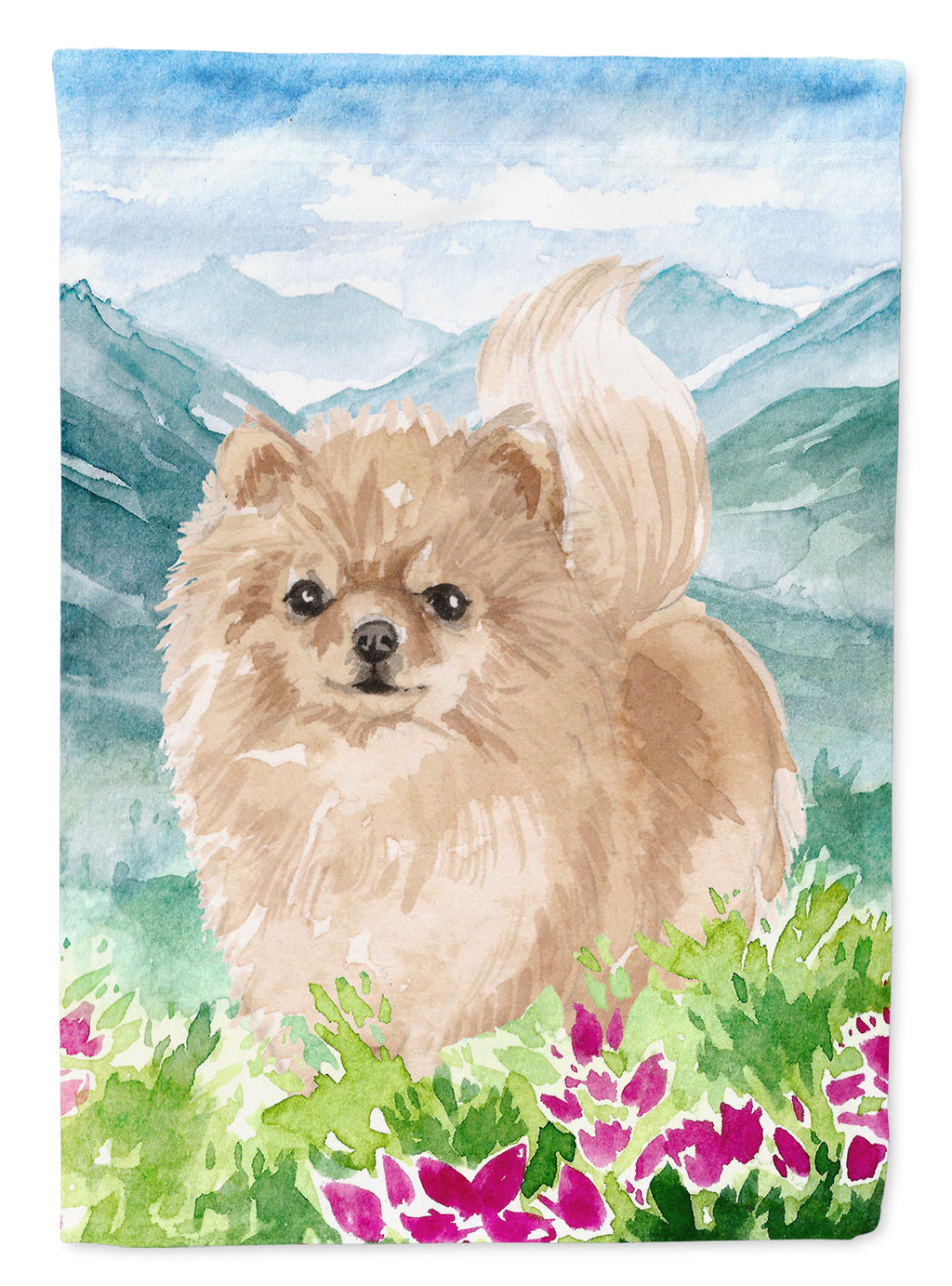 Mountian Flowers Pomeranian Garden Flag Mailbox Decorative Yard Banner Outside Patio Artwork for Flower Beds, Garden Size, Multicolor