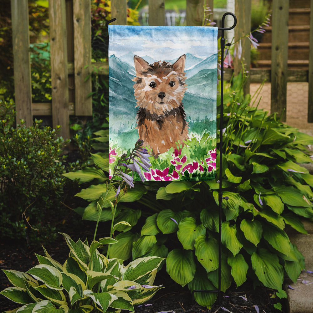 Mountian Flowers Norwich Terrier Garden Flag Mailbox Decorative Yard Banner Outside Patio Artwork for Flower Beds, Garden Size, Multicolor