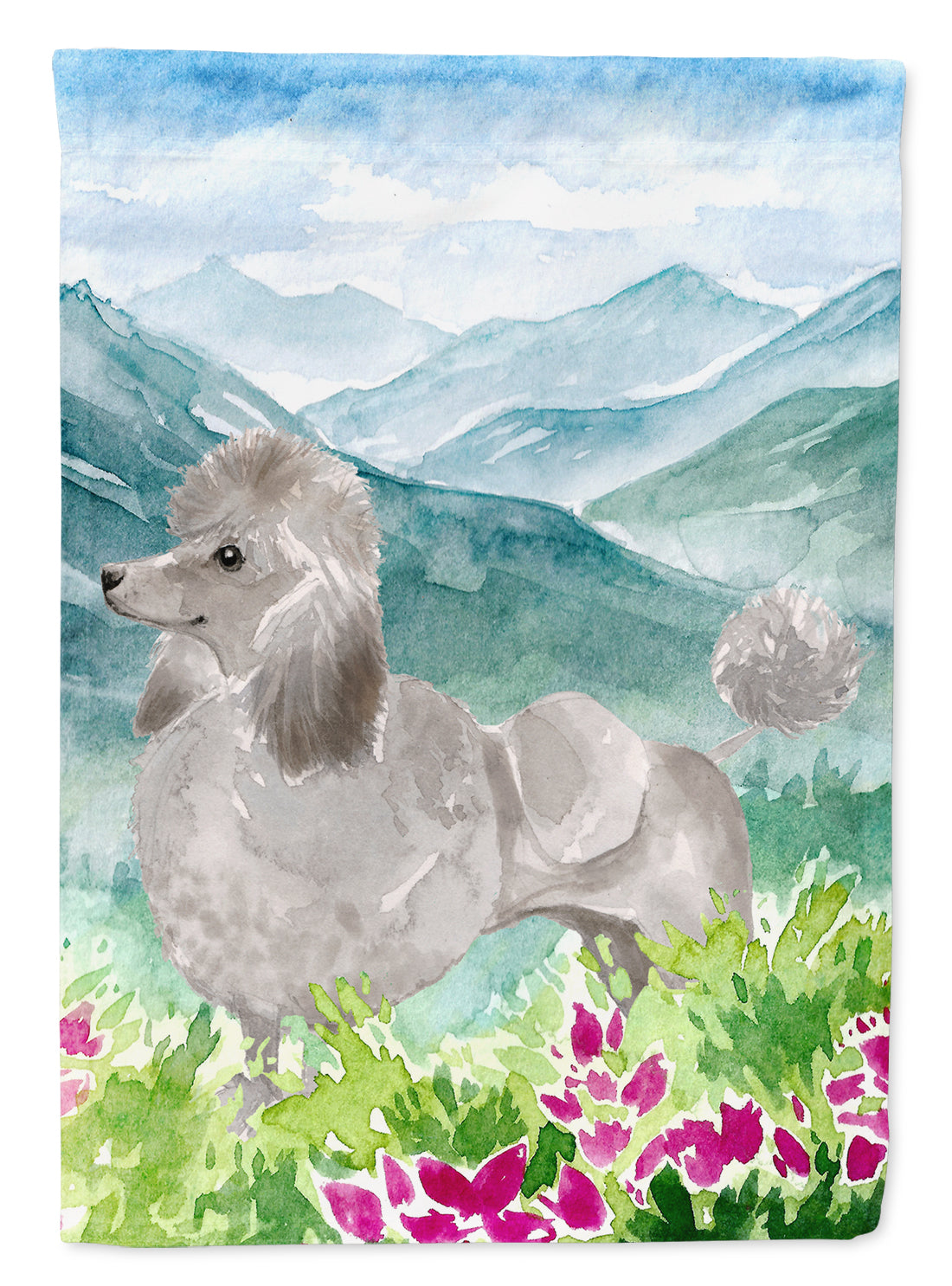 Mountian Flowers Silver Poodle Garden Flag Mailbox Decorative Yard Banner Outside Patio Artwork for Flower Beds, Garden Size, Multicolor