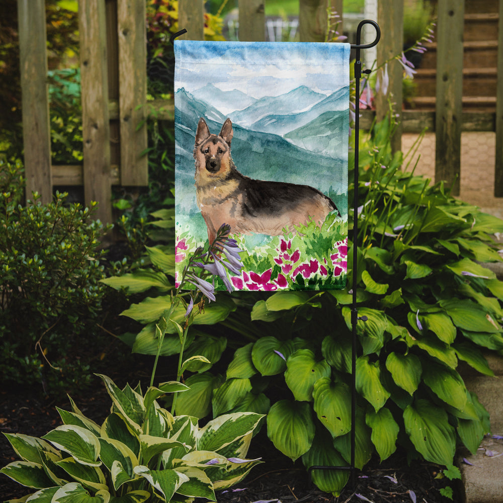 Mountian Flowers German Shepherd Garden Flag Mailbox Decorative Yard Banner Outside Patio Artwork for Flower Beds, Garden Size, Multicolor