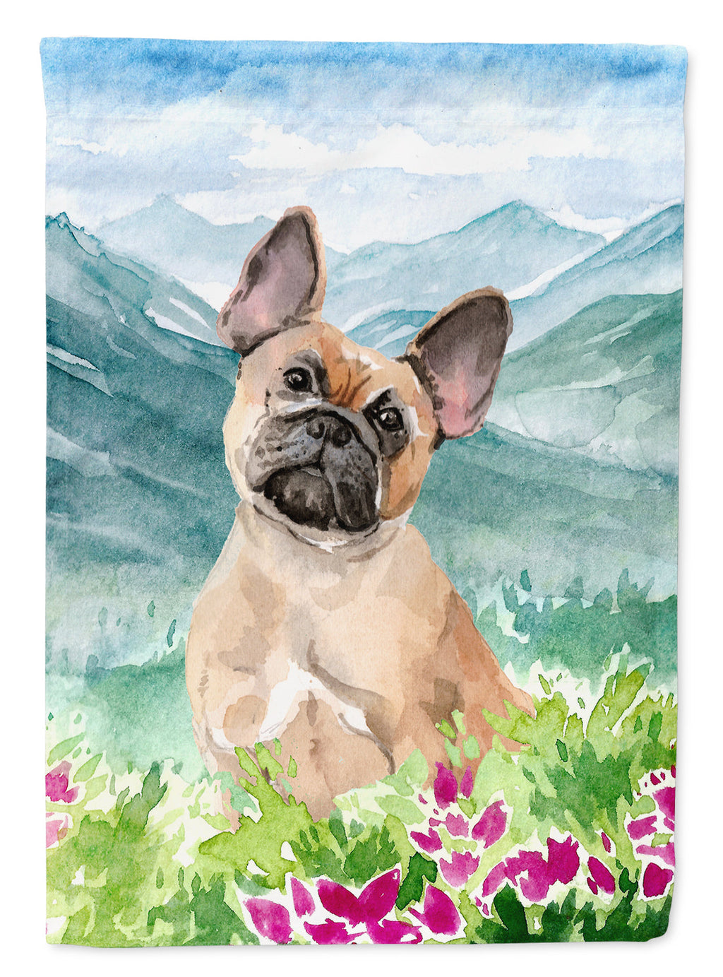 Mountian Flowers Fawn French Bulldog Garden Flag Mailbox Decorative Yard Banner Outside Patio Artwork for Flower Beds, Garden Size, Multicolor