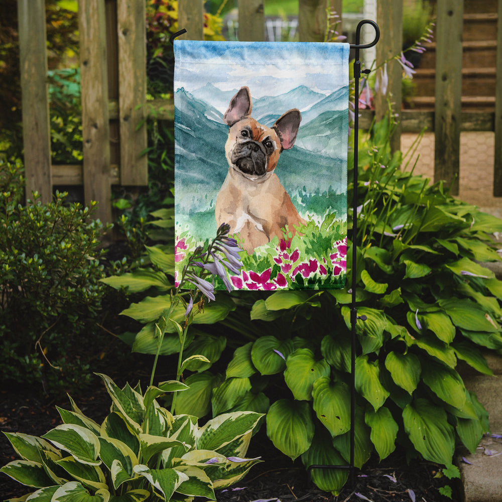 Mountian Flowers Fawn French Bulldog Garden Flag Mailbox Decorative Yard Banner Outside Patio Artwork for Flower Beds, Garden Size, Multicolor