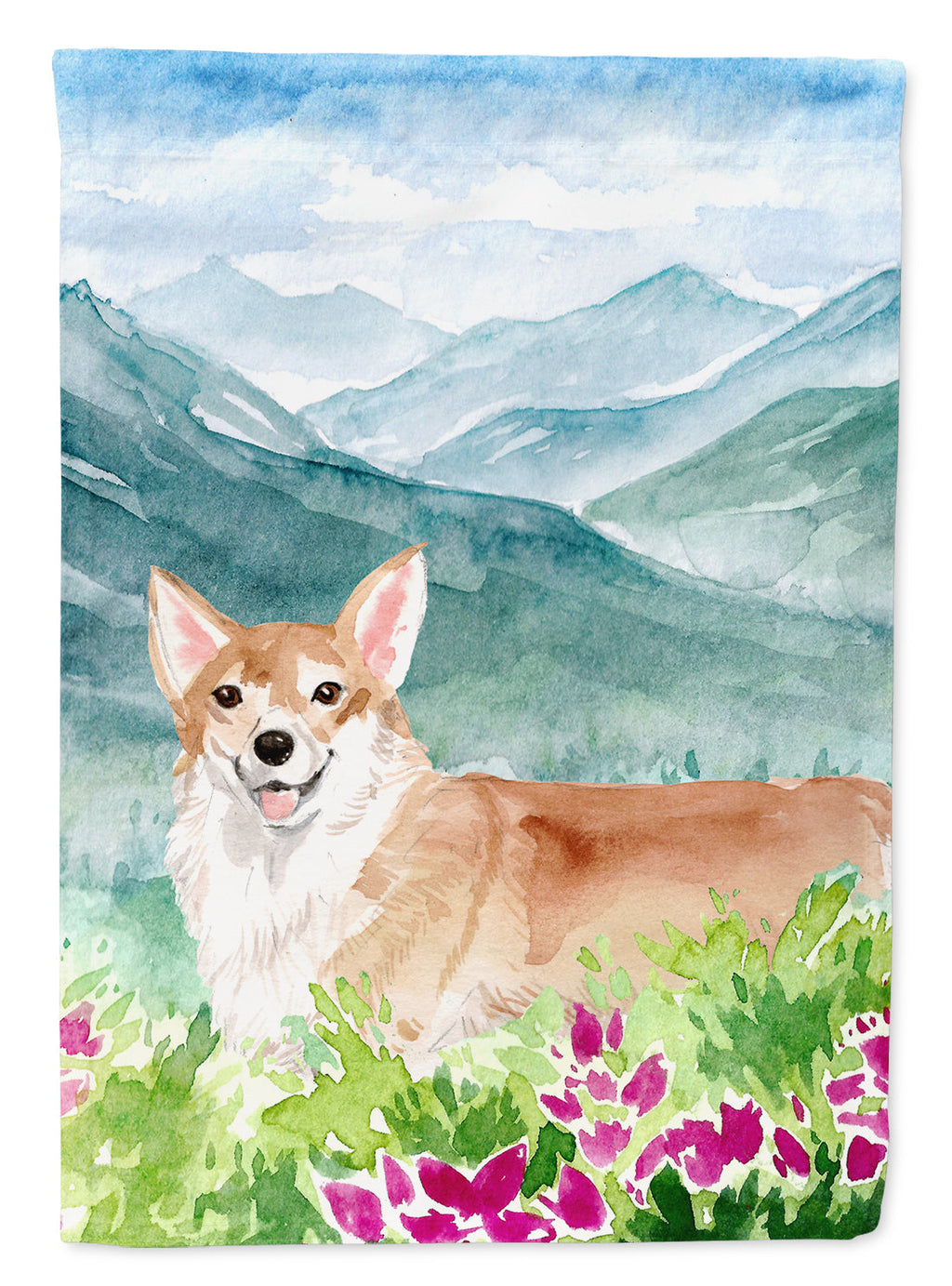 Mountian Flowers Corgi Garden Flag Mailbox Decorative Yard Banner Outside Patio Artwork for Flower Beds, Garden Size, Multicolor