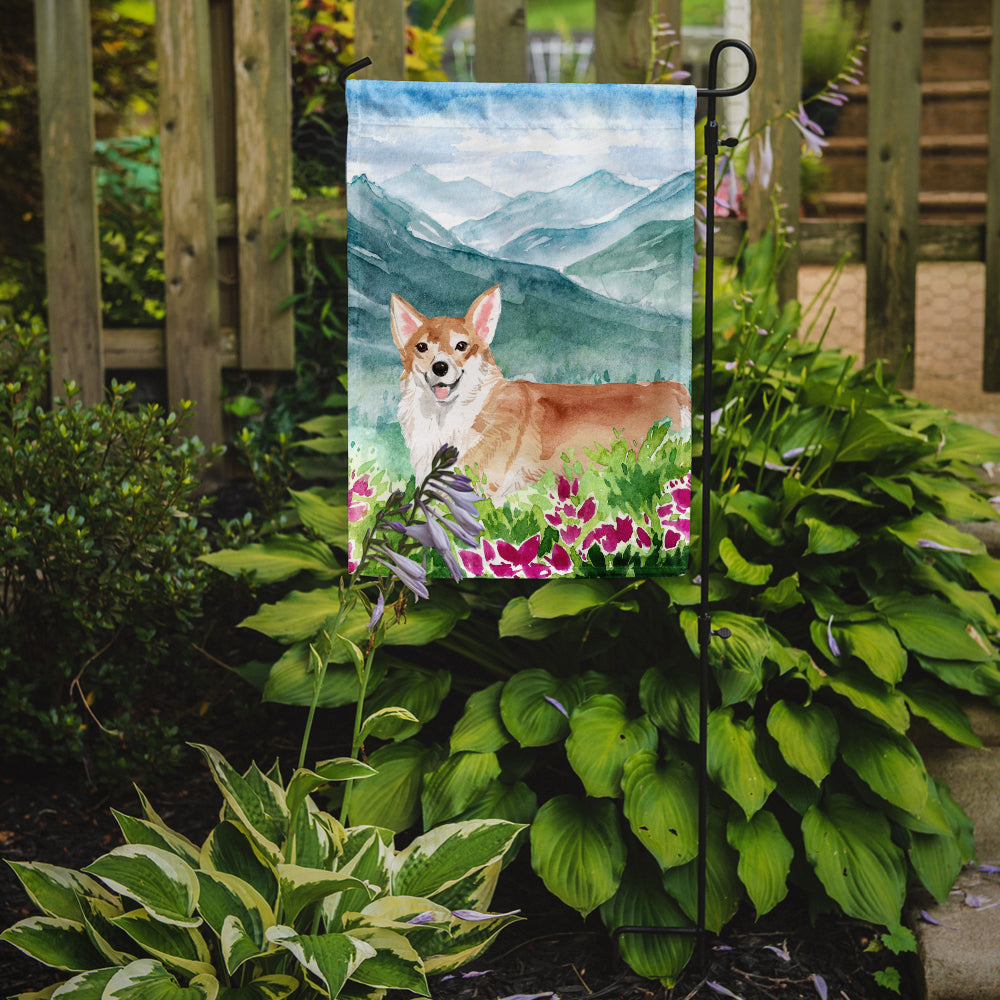 Mountian Flowers Corgi Garden Flag Mailbox Decorative Yard Banner Outside Patio Artwork for Flower Beds, Garden Size, Multicolor