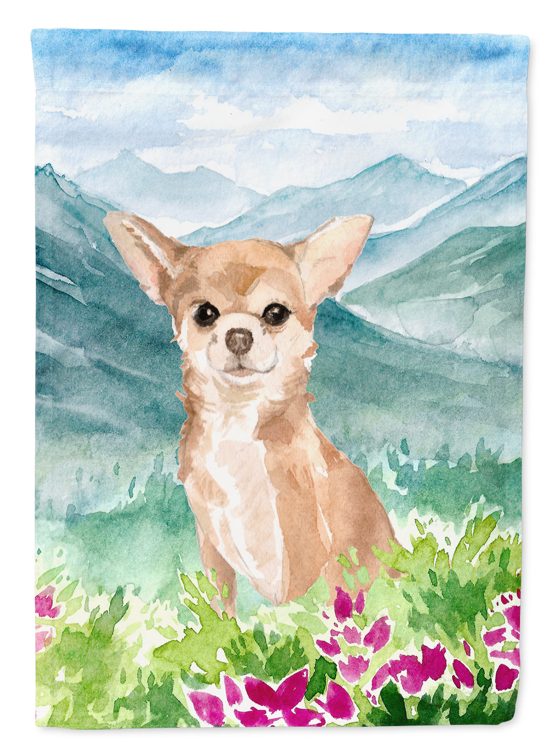 Mountian Flowers Chihuahua Garden Flag Mailbox Decorative Yard Banner Outside Patio Artwork for Flower Beds, Garden Size, Multicolor