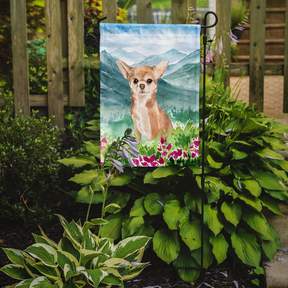 Mountian Flowers Chihuahua Garden Flag Mailbox Decorative Yard Banner Outside Patio Artwork for Flower Beds, Garden Size, Multicolor