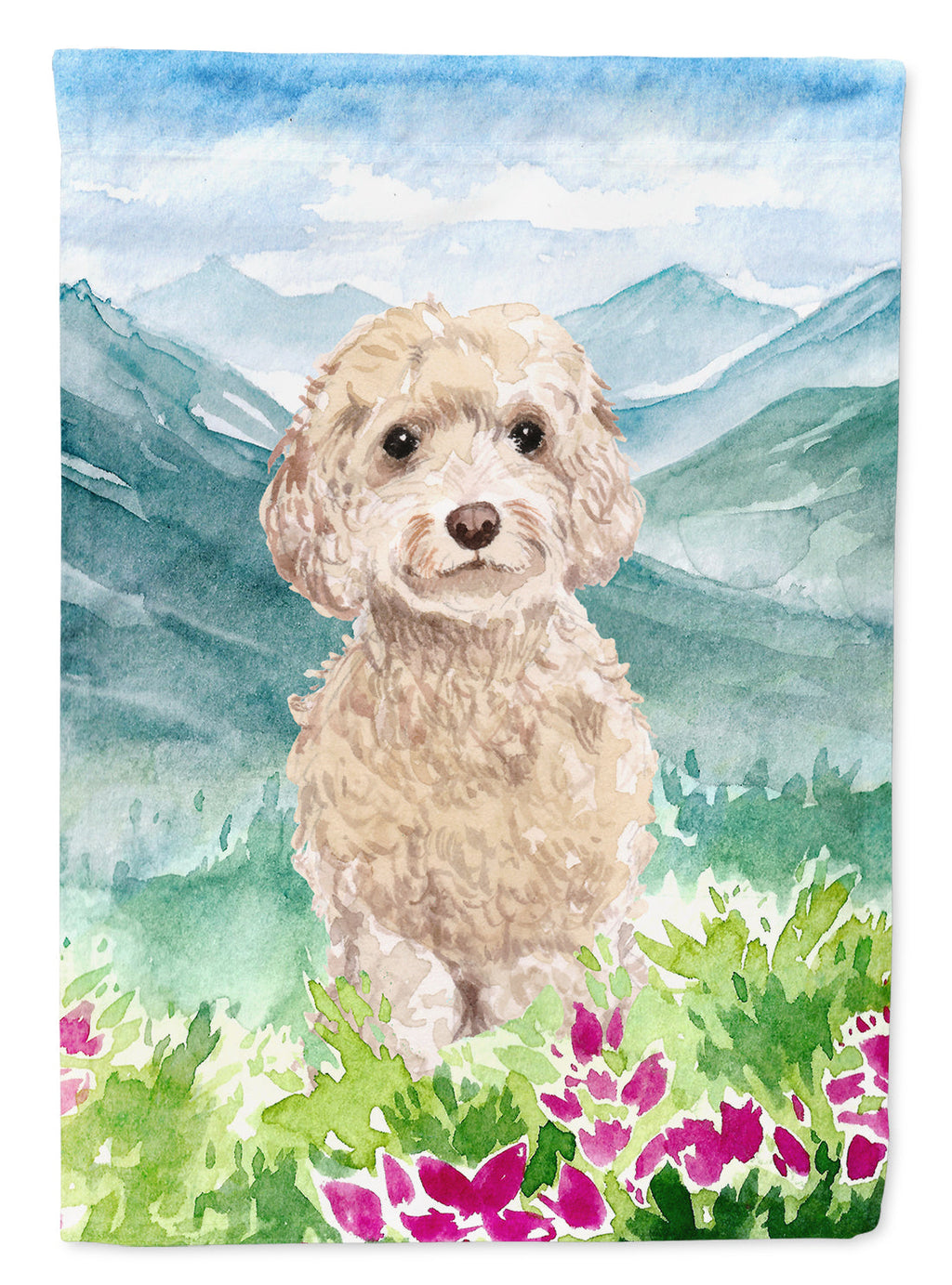 Mountian Flowers Goldendoodle Garden Flag Mailbox Decorative Yard Banner Outside Patio Artwork for Flower Beds, Garden Size, Multicolor