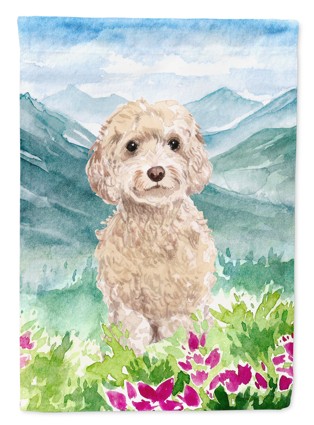 Mountian Flowers Goldendoodle Garden Flag Mailbox Decorative Yard Banner Outside Patio Artwork for Flower Beds, Garden Size, Multicolor