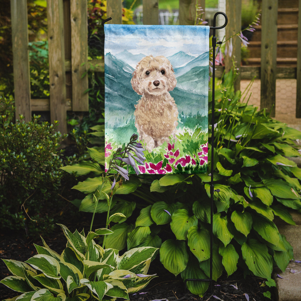 Mountian Flowers Goldendoodle Garden Flag Mailbox Decorative Yard Banner Outside Patio Artwork for Flower Beds, Garden Size, Multicolor