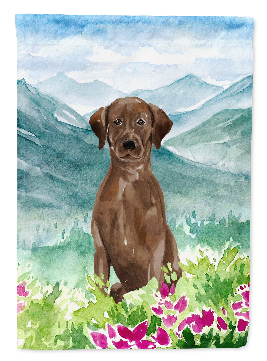 Mountian Flowers Chocolate Lab Garden Flag Mailbox Decorative Yard Banner Outside Patio Artwork for Flower Beds, Garden Size, Multicolor