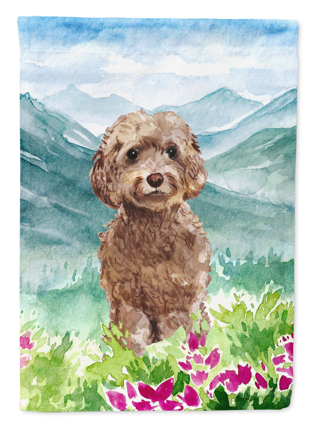 Mountian Flowers Labradoodle Garden Flag Mailbox Decorative Yard Banner Outside Patio Artwork for Flower Beds, Garden Size, Multicolor