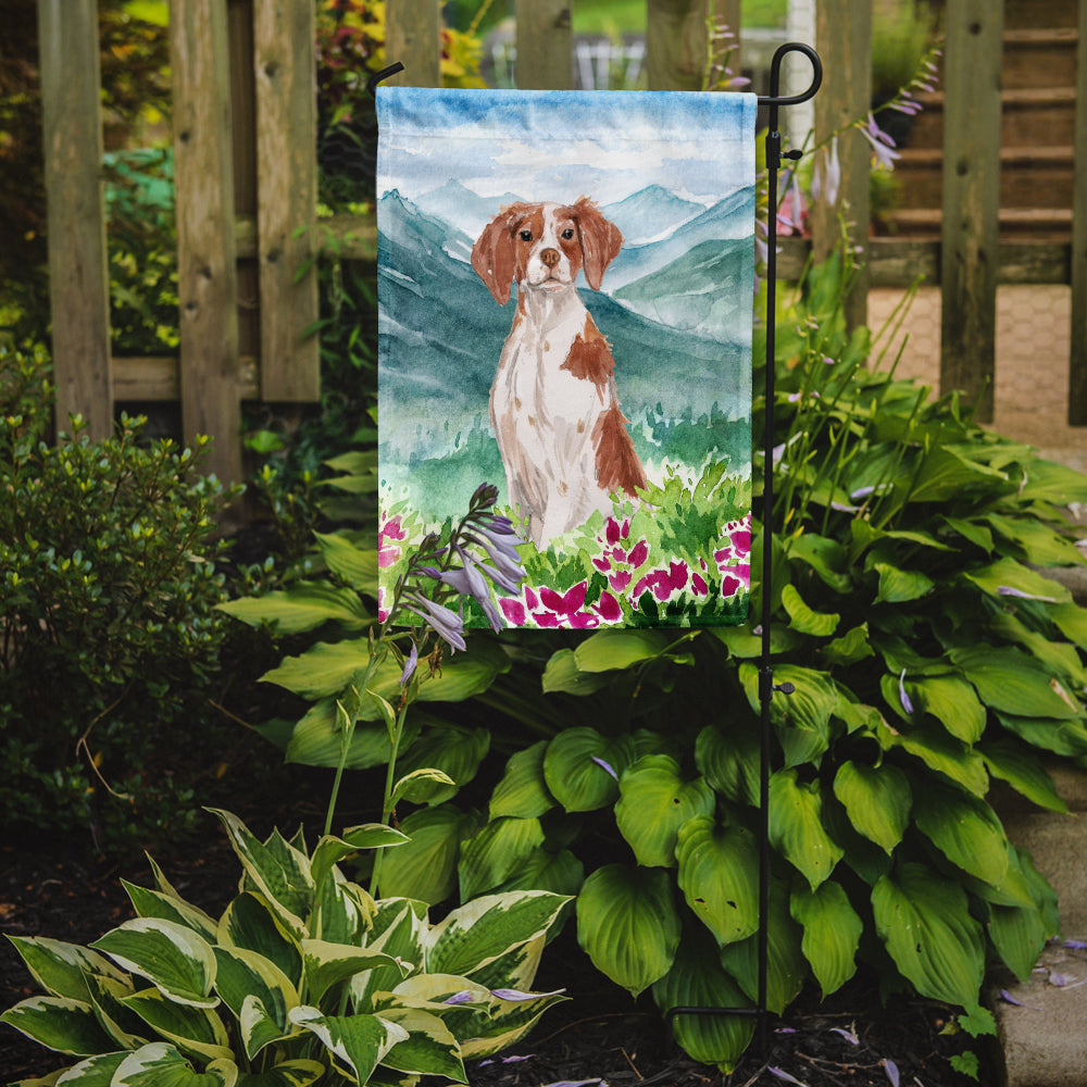 Mountian Flowers Brittany Spaniel Garden Flag Mailbox Decorative Yard Banner Outside Patio Artwork for Flower Beds, Garden Size, Multicolor