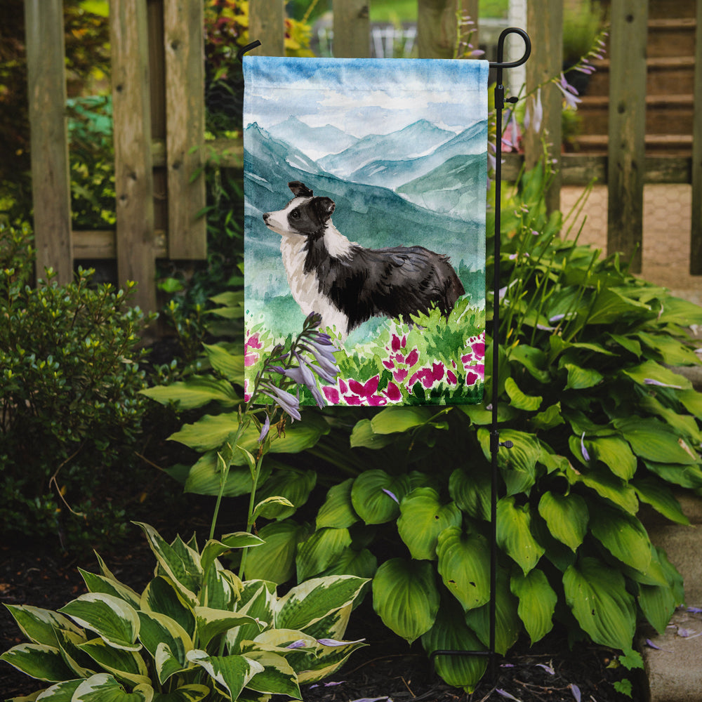 Mountian Flowers Border Collie Garden Flag Mailbox Decorative Yard Banner Outside Patio Artwork for Flower Beds, Garden Size, Multicolor