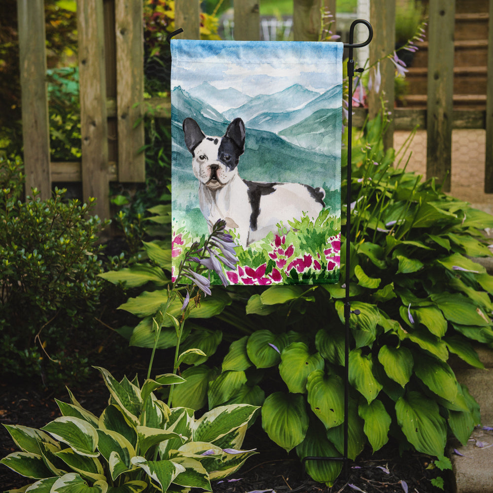 Mountian Flowers French Bulldog Garden Flag Mailbox Decorative Yard Banner Outside Patio Artwork for Flower Beds, Garden Size, Multicolor