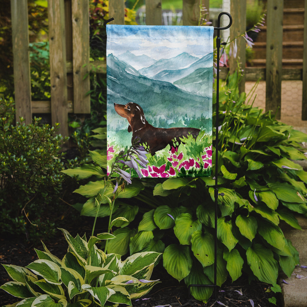 Mountian Flowers Dachshund Garden Flag Mailbox Decorative Yard Banner Outside Patio Artwork for Flower Beds, Garden Size, Multicolor