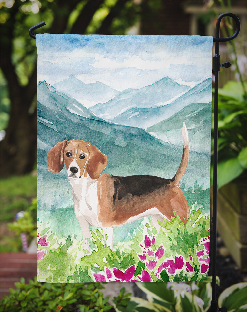 Mountian Flowers Beagle Garden Flag Mailbox Decorative Yard Banner Outside Patio Artwork for Flower Beds, Garden Size, Multicolor