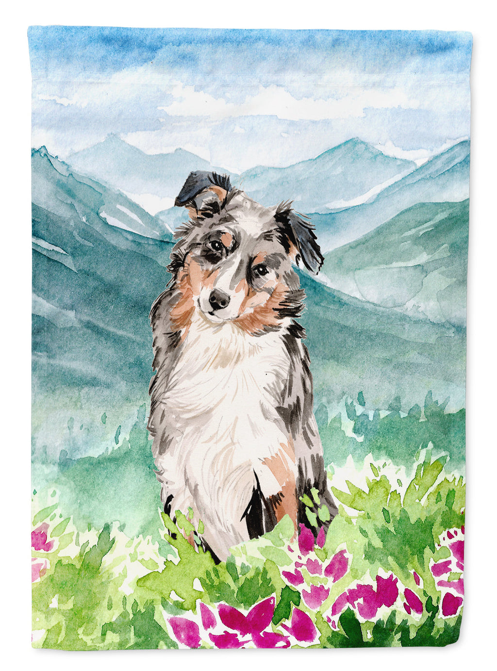 Mountian Flowers Australian Shepherd Garden Flag Mailbox Decorative Yard Banner Outside Patio Artwork for Flower Beds, Garden Size, Multicolor
