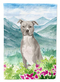 Mountian Flowers Staffordshire Bull Terrier Garden Flag Mailbox Decorative Yard Banner Outside Patio Artwork for Flower Beds, Garden Size, Multicolor