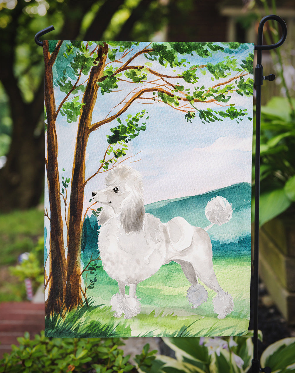 Under the Tree White Poodle Garden Flag Mailbox Decorative Yard Banner Outside Patio Artwork for Flower Beds, Garden Size, Multicolor