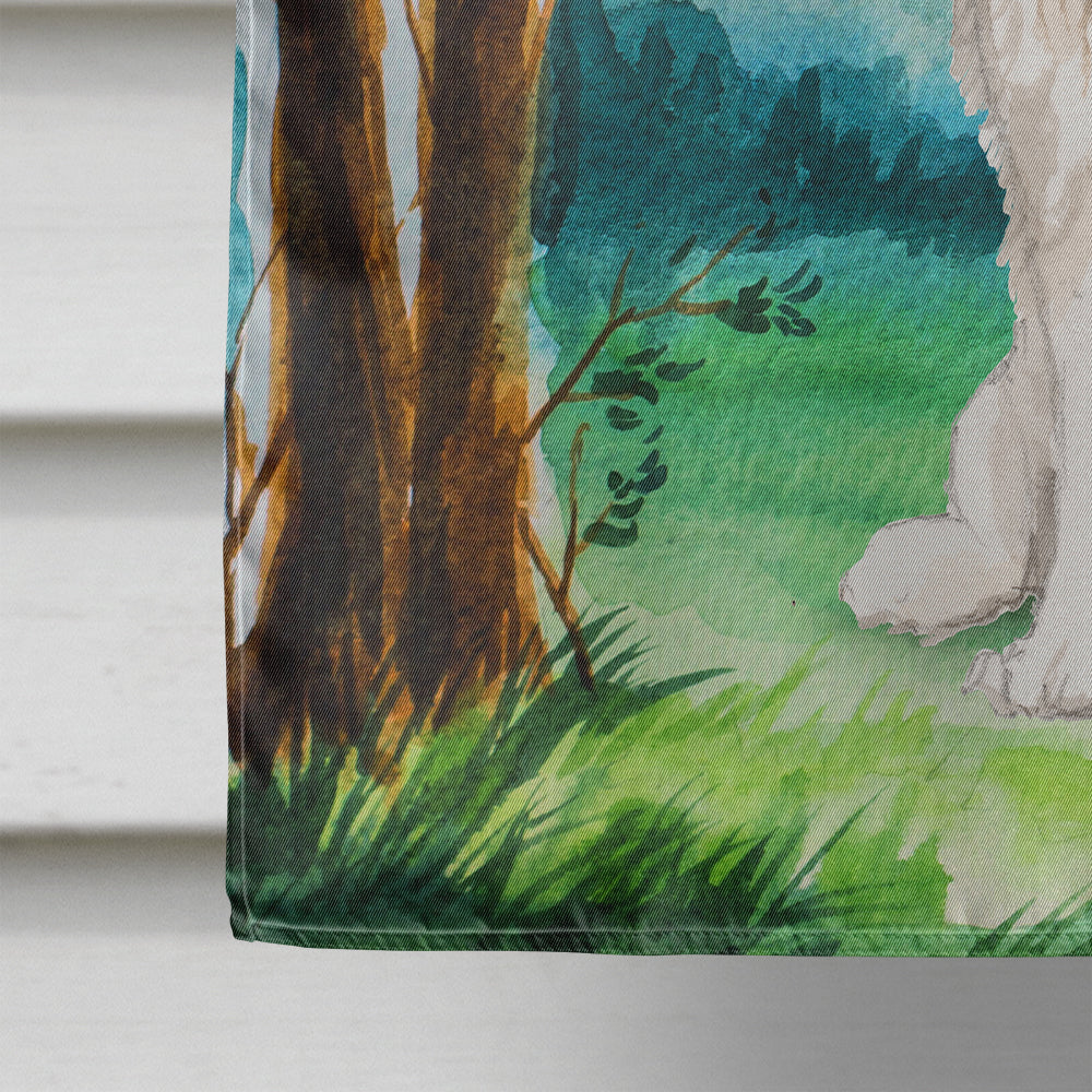 Under the Tree Tricolor Cavalier Spaniel House Flag 28x40 Porch Sleeve Pole Decorative Outside Yard Banner Artwork Wall Hanging, Polyester